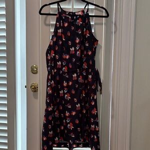 Pixley Floral Midi Dress - Black, Red, White